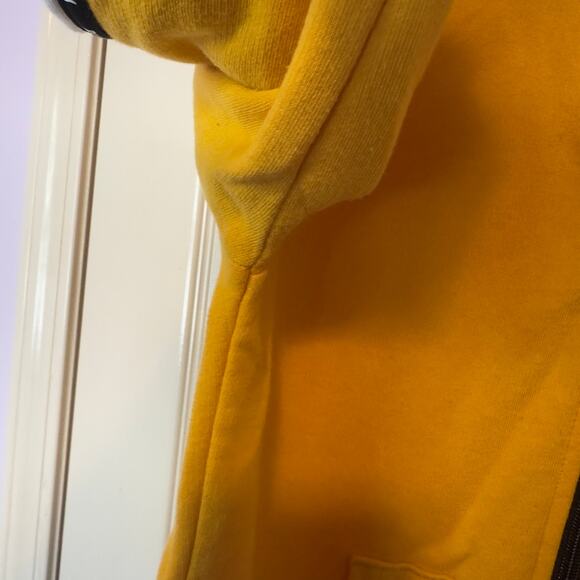 Victoria’s Secret PINK Zip Up Hoodie Size XS Yellow Black Fur Lined Hood Cozy - Picture 10 of 10